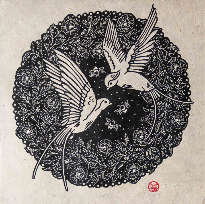 "Hirundo" – Linoldruck 42x42cm