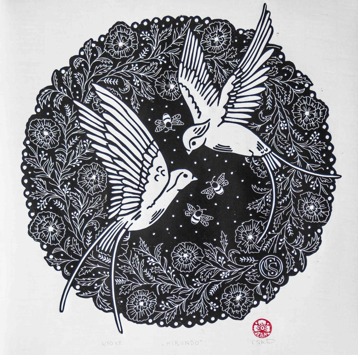 "Hirundo" – Linoldruck 42x42cm