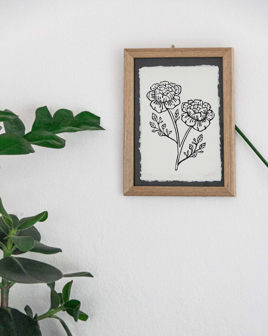 "Peonies" – Lino Print A6